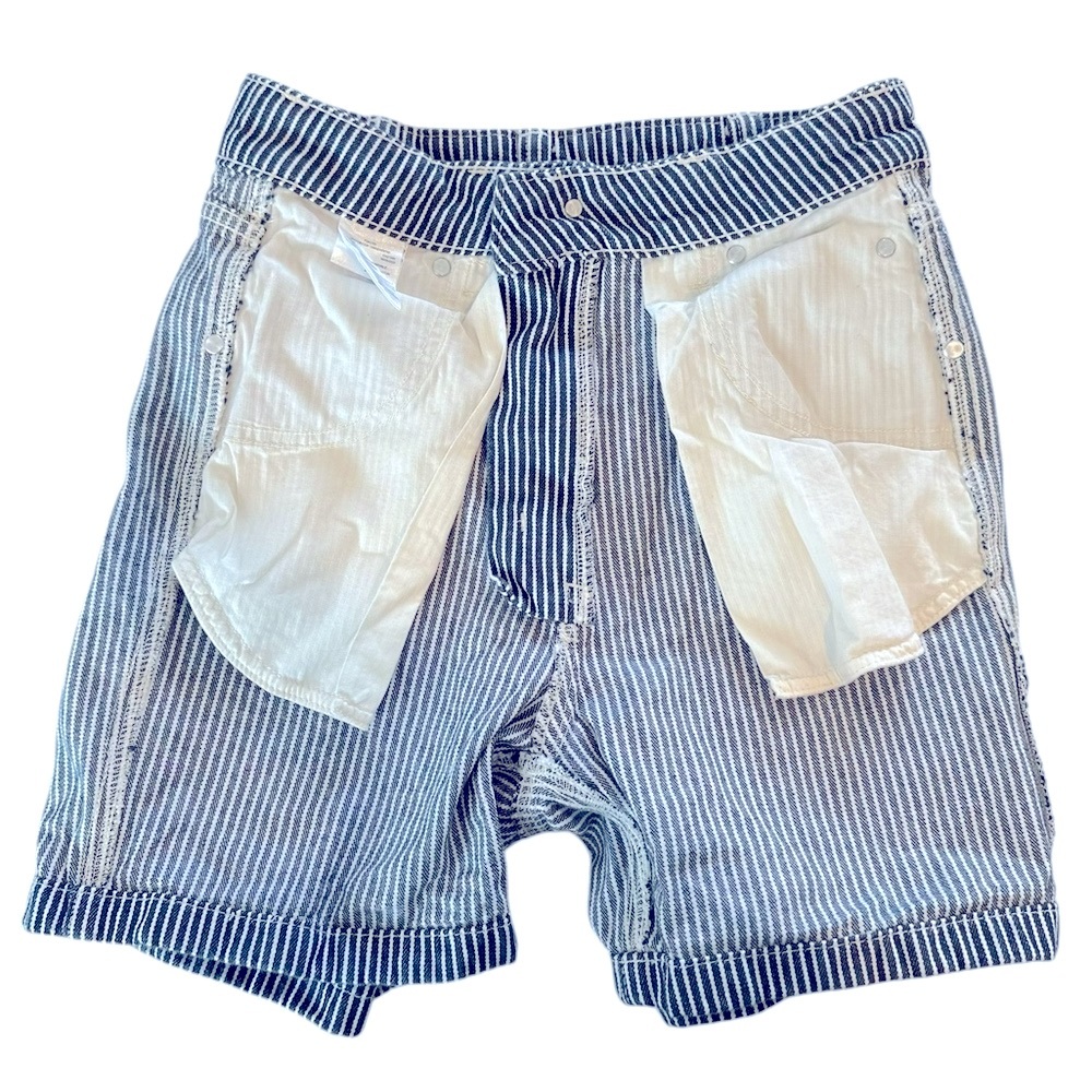 Dickies Hickory Railroad Pinstripe Airforce Blue White Button Cargo Shorts 26 3 - Picture 5 of 12